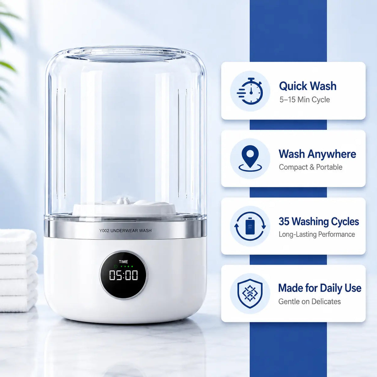 PureWash™ Mini Portable Washing Machine For Underwear and Undergarments