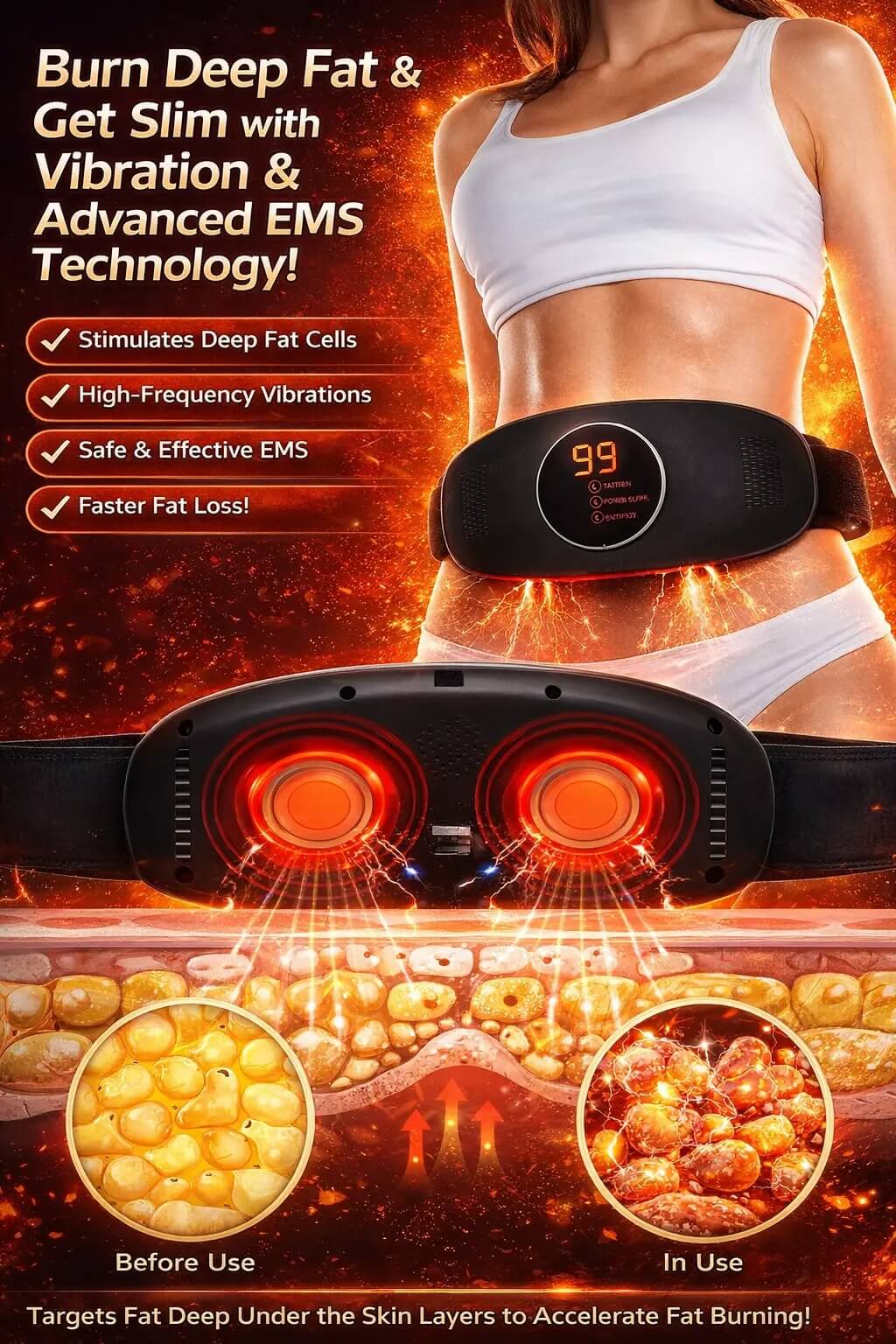 Rechargeable Electric Waist & Belly Slimming Belt