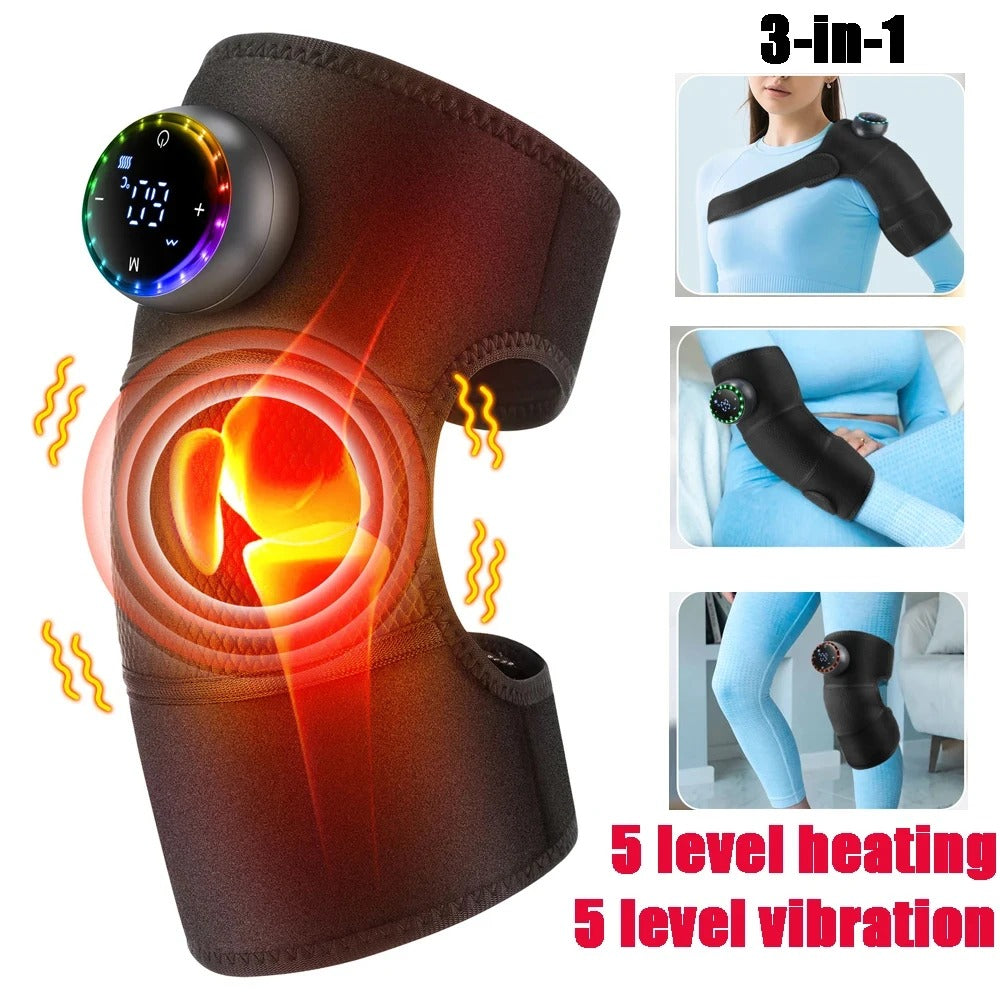 3-in-1 Heated Knee Massager | Heat & Vibration Therapy for Knee, Elbow & Shoulder